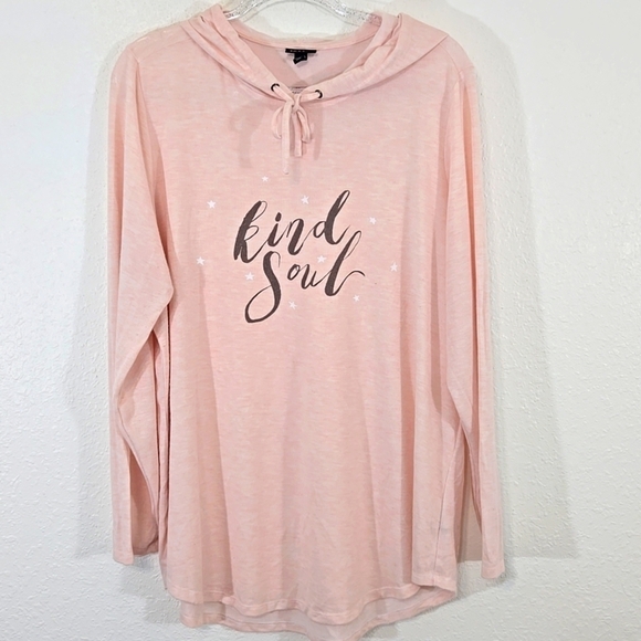 torrid Tops - Torrid Kind Soul Light Pink Comfy Soft Lightweight Hooded Top, size 2